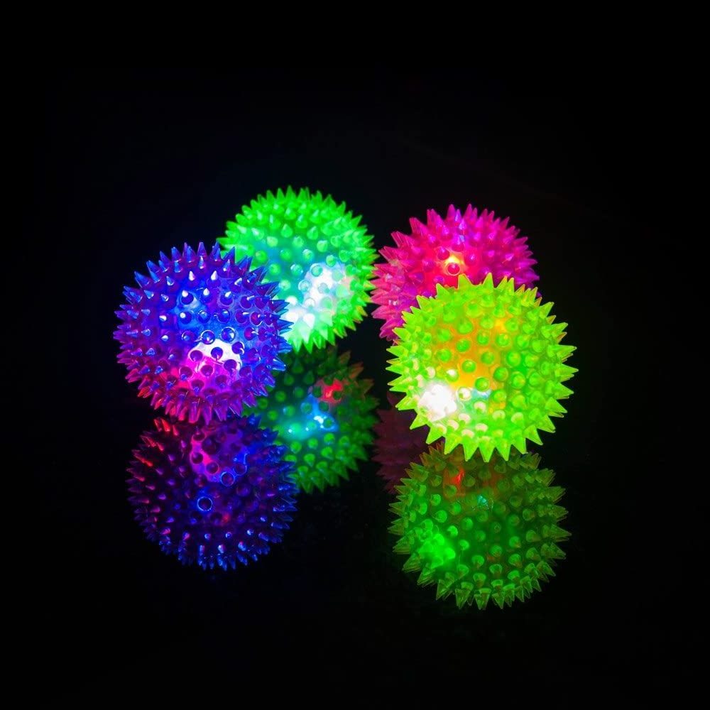 Pet Products Elastic LED Light-up Spike Ball Pet Dog Cat Molar Rubber Flash Ball Entertained Toy