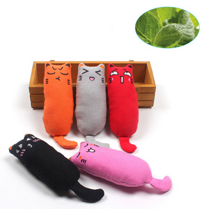 Customized Pet Safe Plush Toys Cute Cotton Molar Bite Resistant Toy Plush Pet Toy Cat With Mint