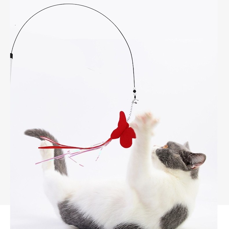 Wholesale Interactive Cat Toys Wire Butterfly Fun Tat Sticks Pet Toys Kittens Play with Teaser Sticks