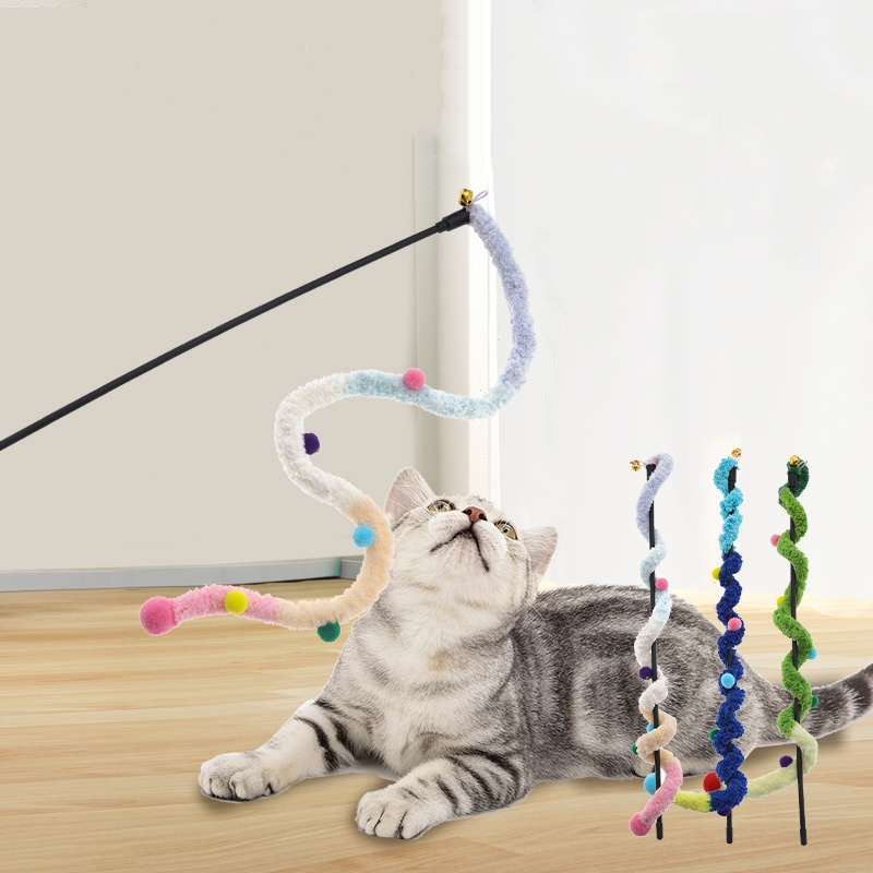 New Cat Teaser Wand with crisp bells Charmer Interactive Cat Toys Wand Fun Cat Kitten Kitty Playing Toy