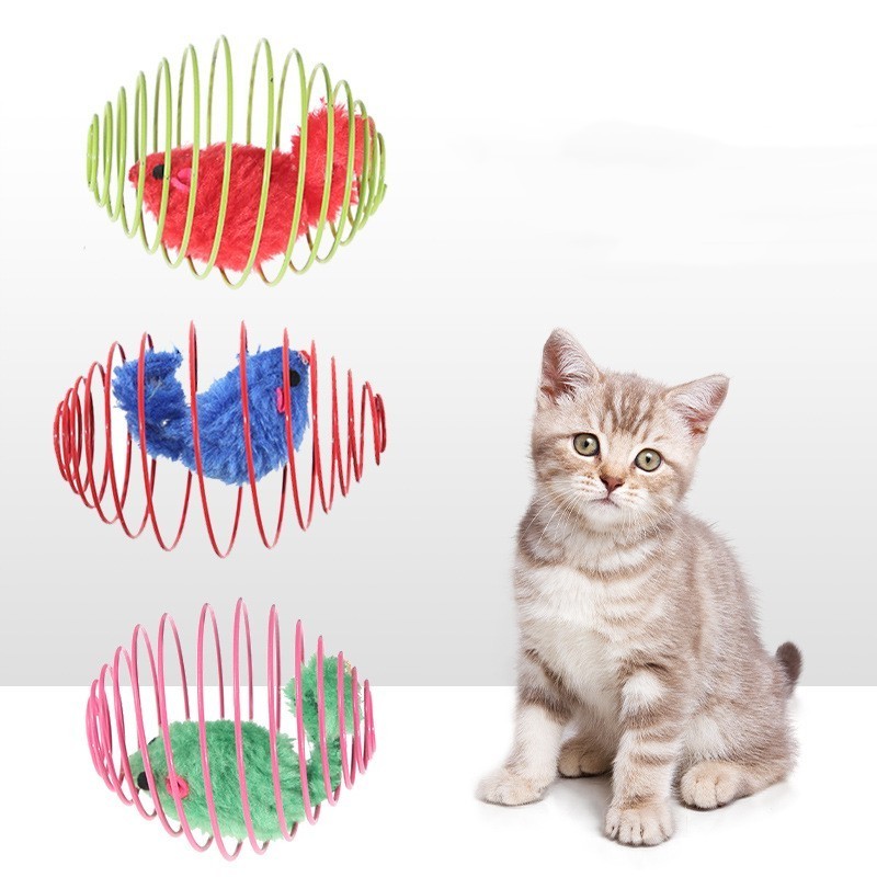 Cat Spring Balls Stretchable Rolling Balls Colorful Playful Coils Toy Caged Rats for Kitten cage mouse Slinky cat toys