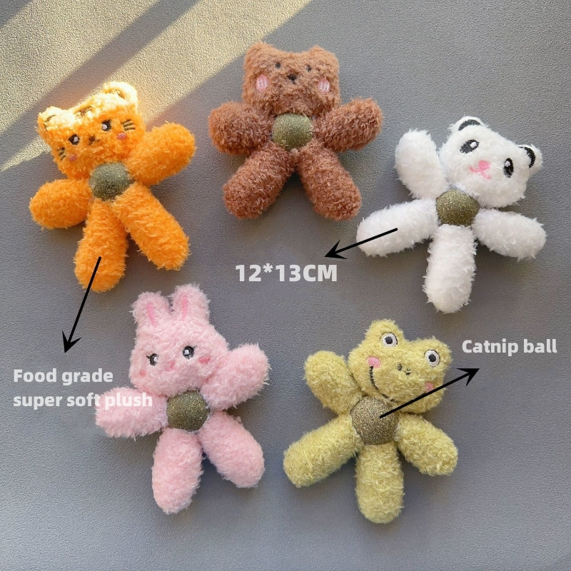 Cartoon plush cat toy grinding teeth clean teeth bite resistant fun Cat Plush Toys Stuffed Puppy Chew Toys attach Catnip