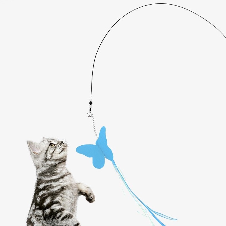 Wholesale Interactive Cat Toys Wire Butterfly Fun Tat Sticks Pet Toys Kittens Play with Teaser Sticks