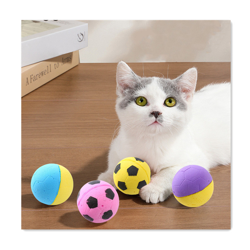 colorful Silicone foam Golf and Soccer cat sponge ball toys for cats chew Scratching Play Interactive Cat balls toy