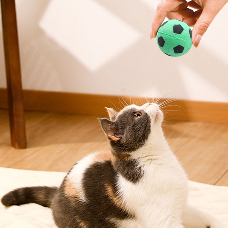 colorful Silicone foam Golf and Soccer cat sponge ball toys for cats chew Scratching Play Interactive Cat balls toy