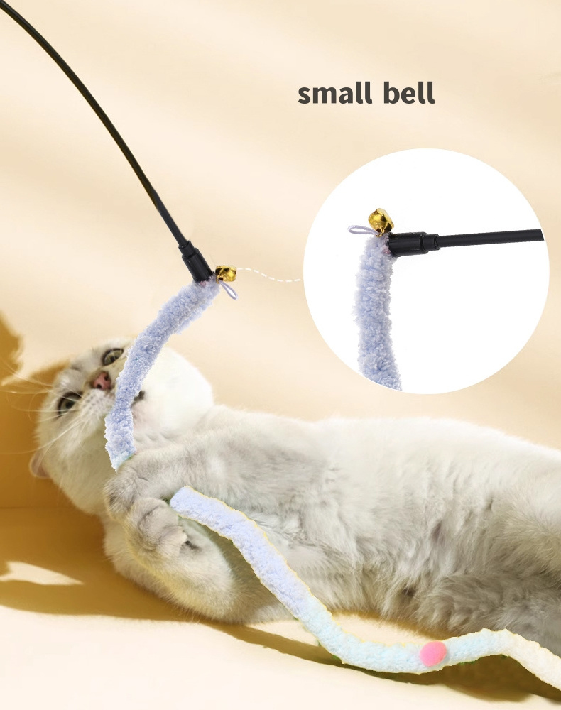 New Cat Teaser Wand with crisp bells Charmer Interactive Cat Toys Wand Fun Cat Kitten Kitty Playing Toy