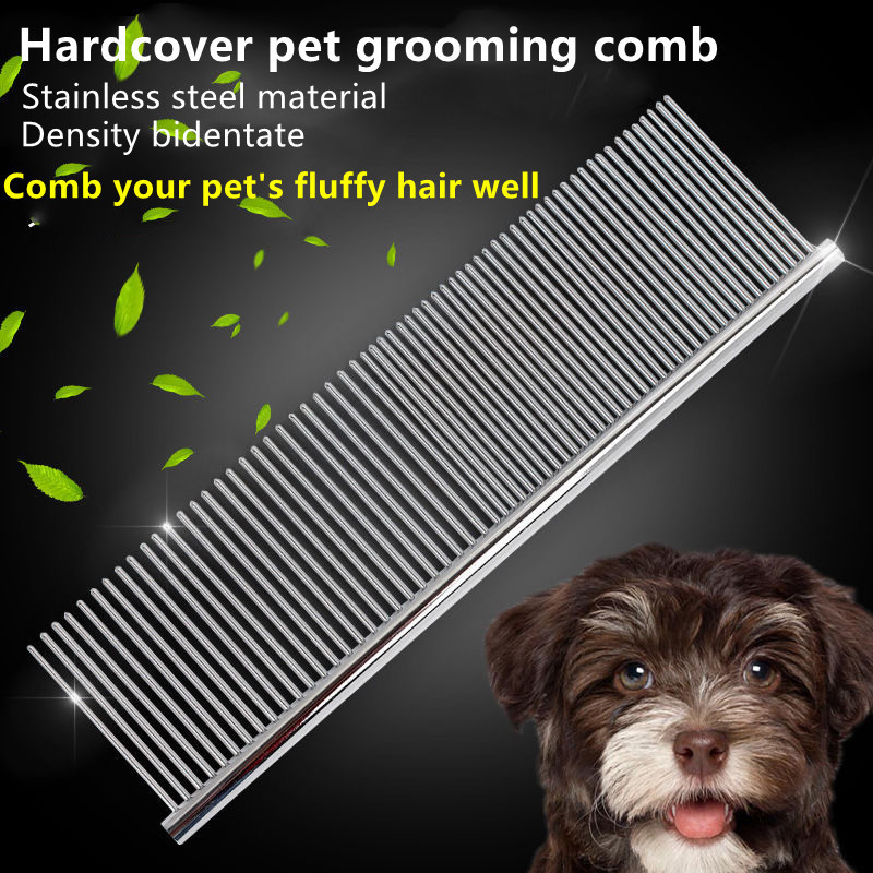 RTS Hot sale silver metal double side Pet comb Stainless steel for dog and cat flea comb brush pet grooming comb