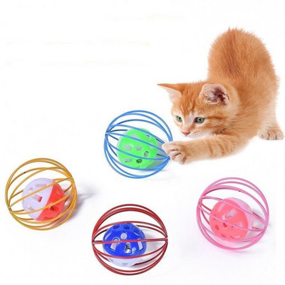 New cage bell ball cat sound roll ball to bite bear play tease cat toys Pet voice toy Outdoor indoor for cats