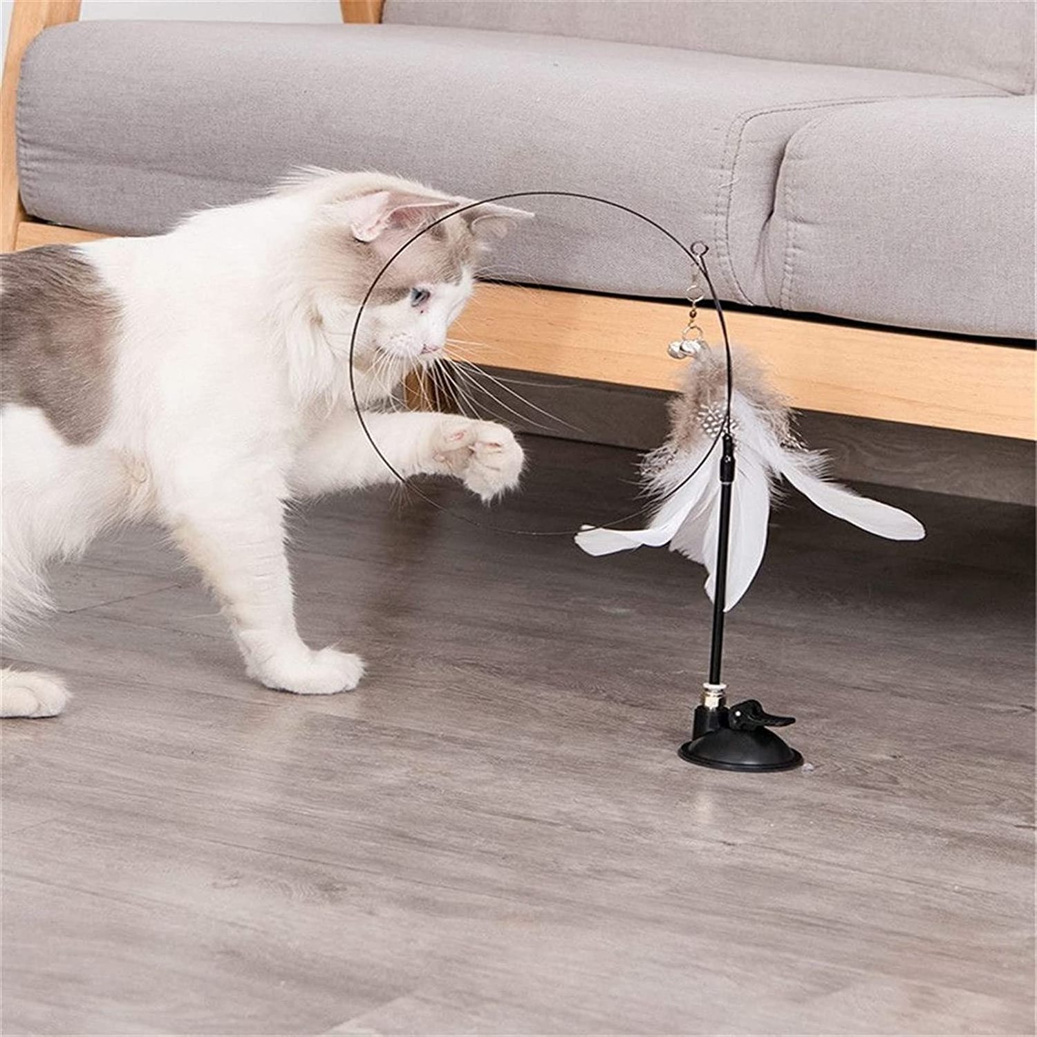 Cat Teaser Stick interactive Funny Feather with Bell Sucker Cat Stick Toy Kitten Playing Teaser Wand Toys for Cats