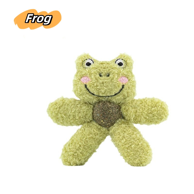 Cartoon plush cat toy grinding teeth clean teeth bite resistant fun Cat Plush Toys Stuffed Puppy Chew Toys attach Catnip