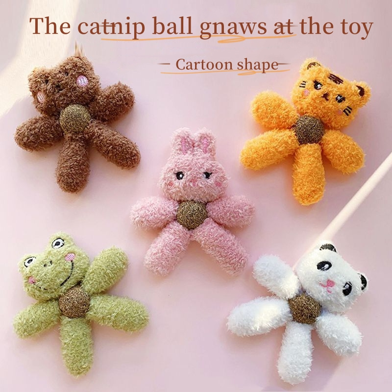 Cartoon plush cat toy grinding teeth clean teeth bite resistant fun Cat Plush Toys Stuffed Puppy Chew Toys attach Catnip