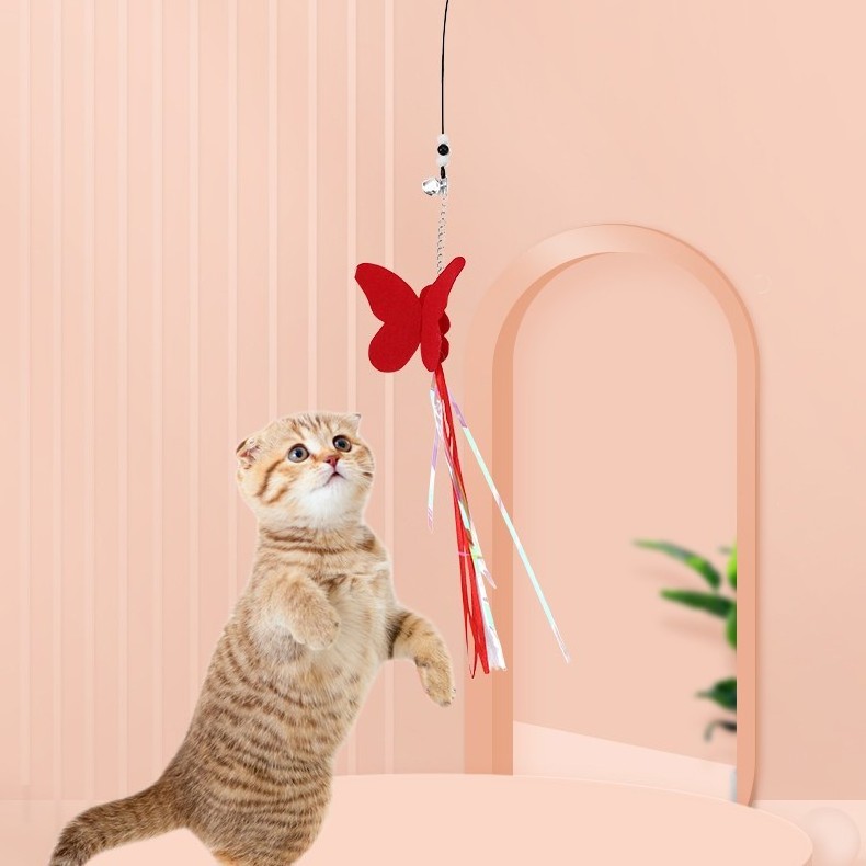 Wholesale Interactive Cat Toys Wire Butterfly Fun Tat Sticks Pet Toys Kittens Play with Teaser Sticks