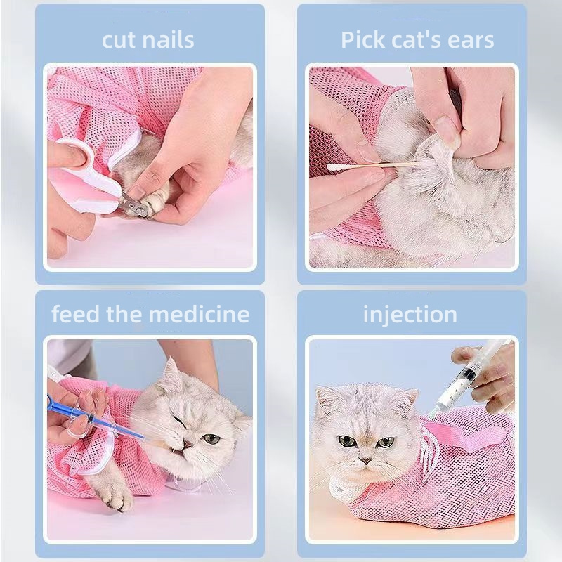 Multifunctional Adjustable Breathable Anti-Bite and Anti-Scratch Restraint Bag Cat Washing Shower Cat Bathing Bag