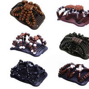 Double Row Insertion  Stretching Magic  Versatile Hair Clip Wooden Bead Hair Comb