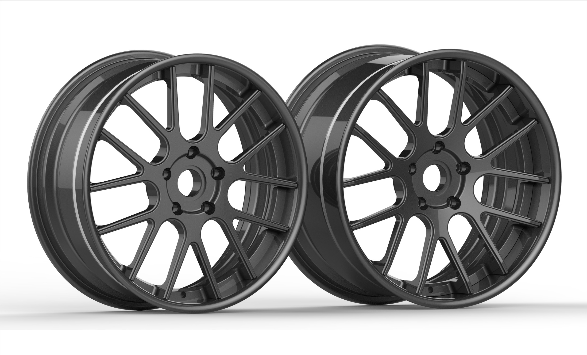 HIDDEN HARDWARE matt gunmetal center disc 3 piece forged wheels rims