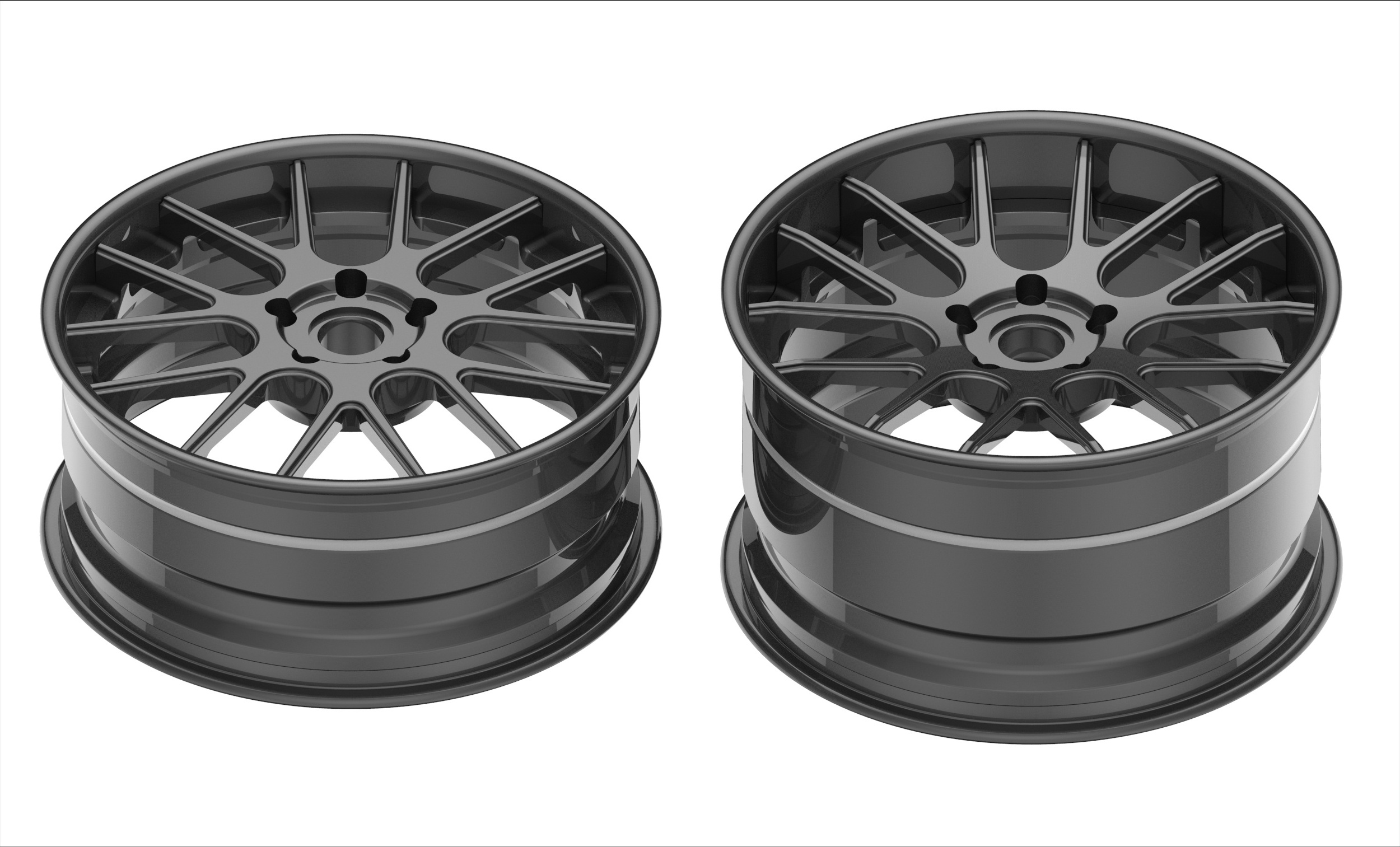 HIDDEN HARDWARE matt gunmetal center disc 3 piece forged wheels rims