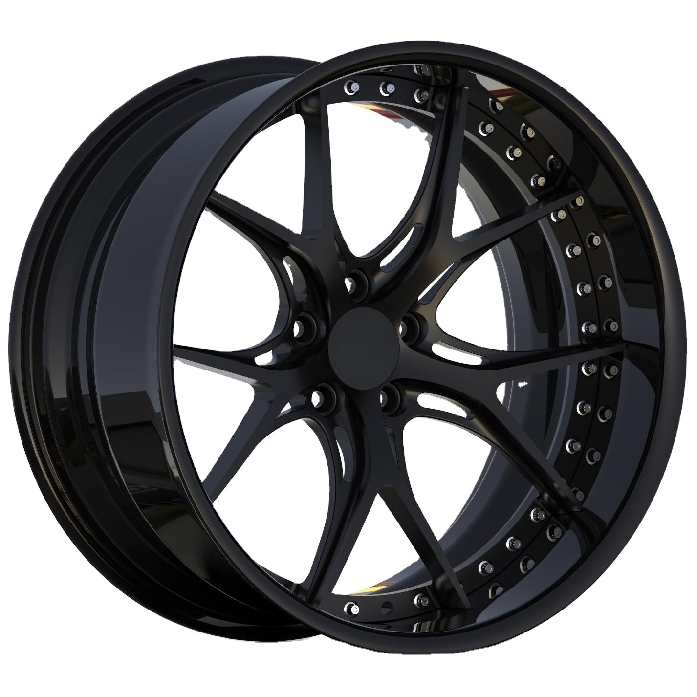 gloss black barrel matt black paint center chrome rivet Customized  2 Piece Forged Alloy Wheels fit for Mitsubishi 3000GT