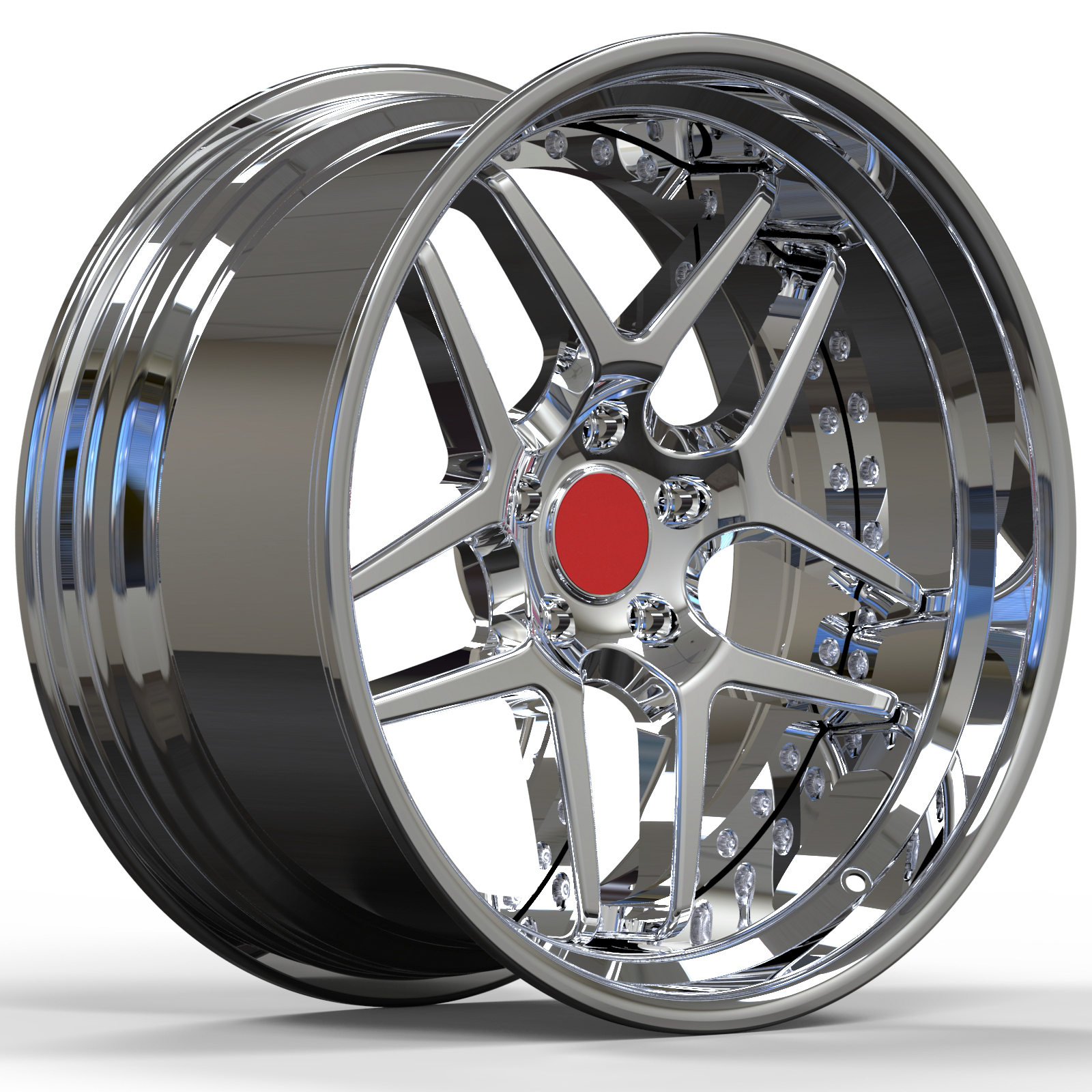 Weiya  Chrome lip  Chrome center Custom  2 Piece Forged Alloy Wheels for  Blitz 03