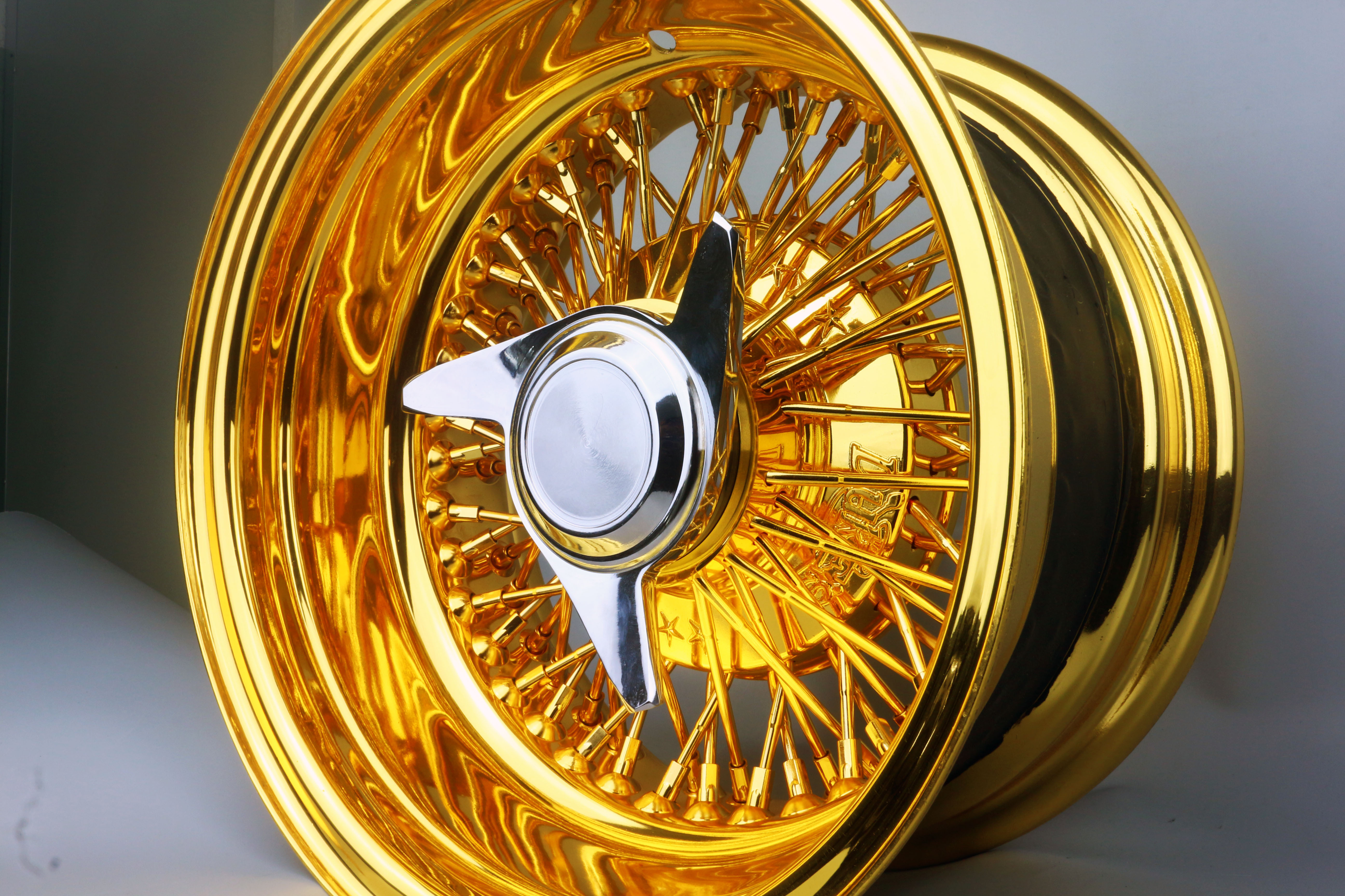 weiya Steel Wire Wheel  golden chrome  Straight Reverse Deep  RIMS 13 14 15 16 17 18 20 22 Inch