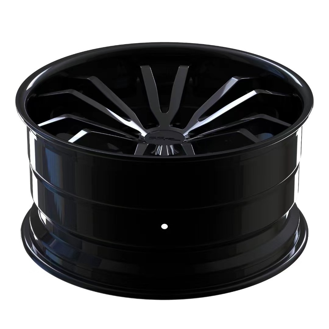 Reverse Lip Hidden Hardware Double 7 spoke Concave Design gloss black 3 pcs forged wheel