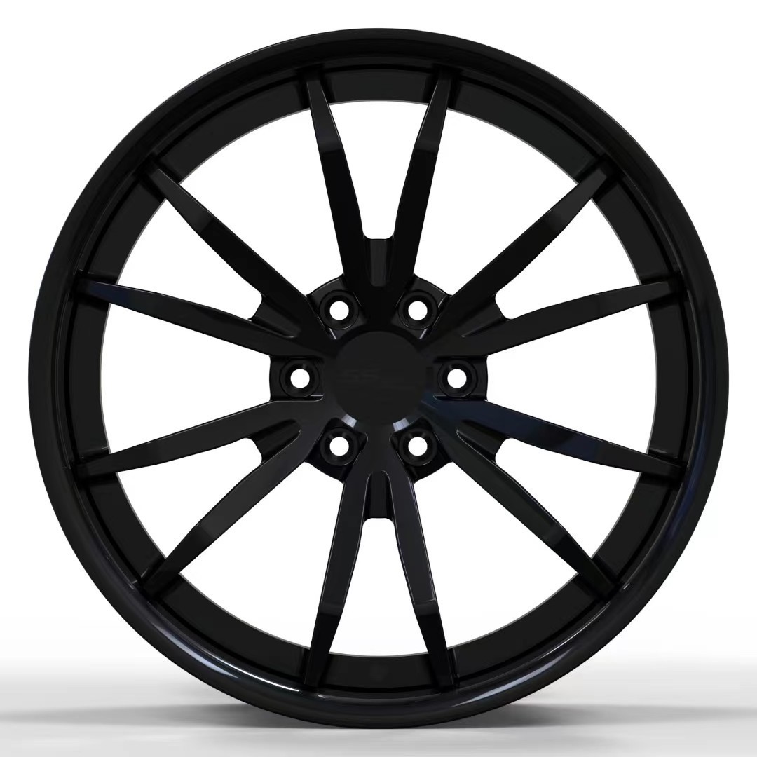 Reverse Lip Hidden Hardware Double 7 spoke Concave Design gloss black 3 pcs forged wheel