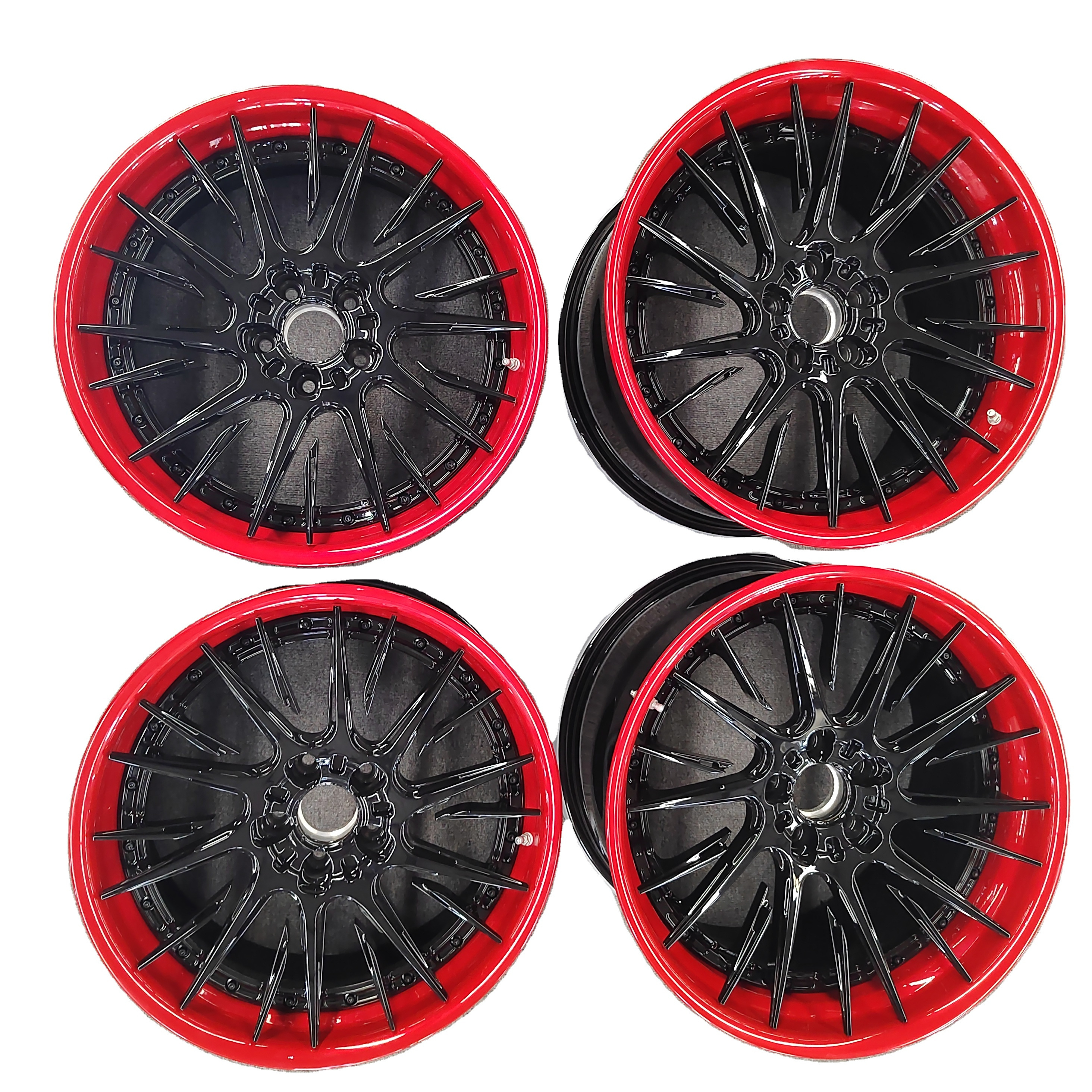 gloss red outer lip gloss black center disc 3 pcs forged wheel fit for CORVETTE C8