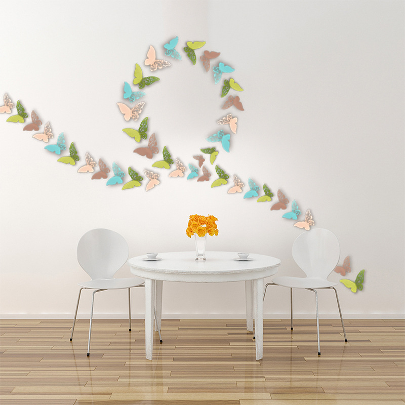 Wholesale 12pcs 3D Cake Butterfly Wall Decorations Black Butterfly Wedding Sticker