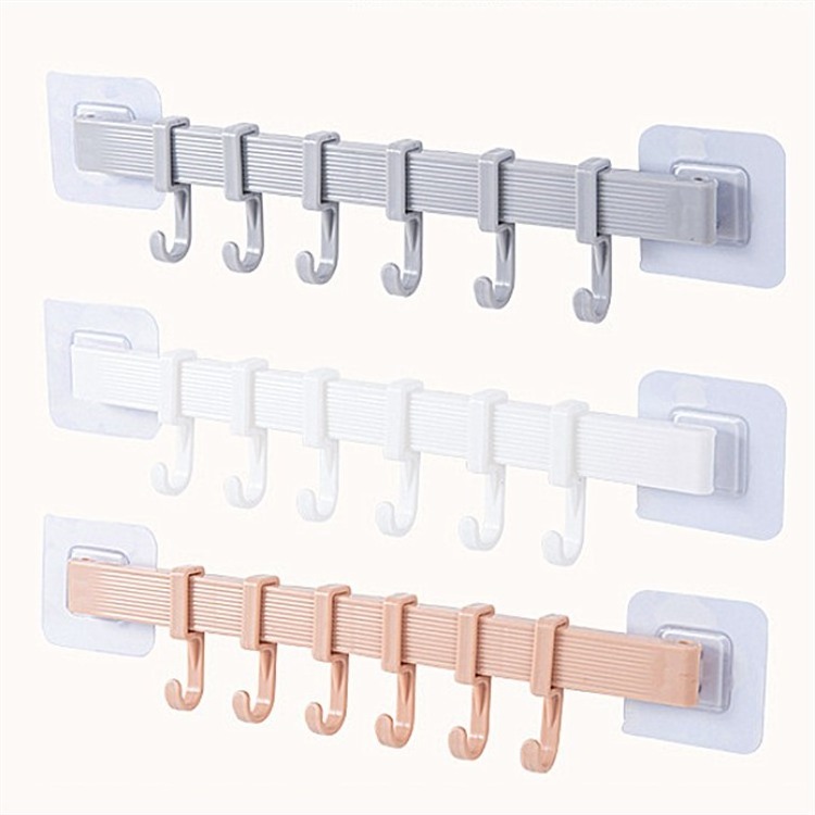 1/3/5/6 Row Transparent Wall Hooks Towel Holder Door Hook Hat Clothes Coat Hanger Bathroom Storage Rack