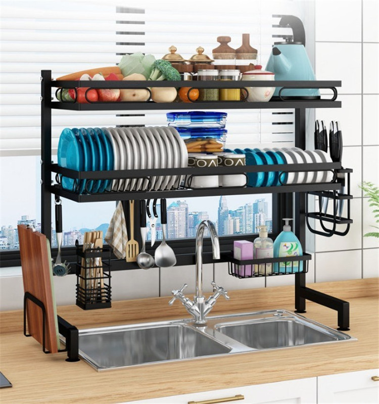 custom logo Shelf Sundries Storage Rack Dish Drying Rack with Drainboard Drainer Sundries Storage Accessories Sink Organizer