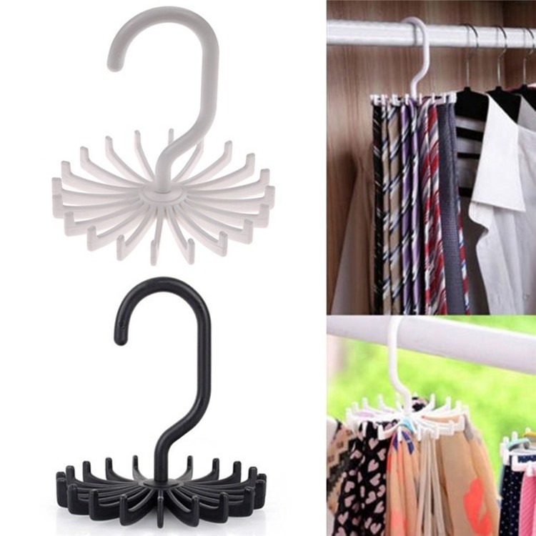 Twirling Scarf Belt HookHolder 20 claw scarf hanger Organizer 360 degree rotatable Ties Clothing Hanger Rack wardrobe storage