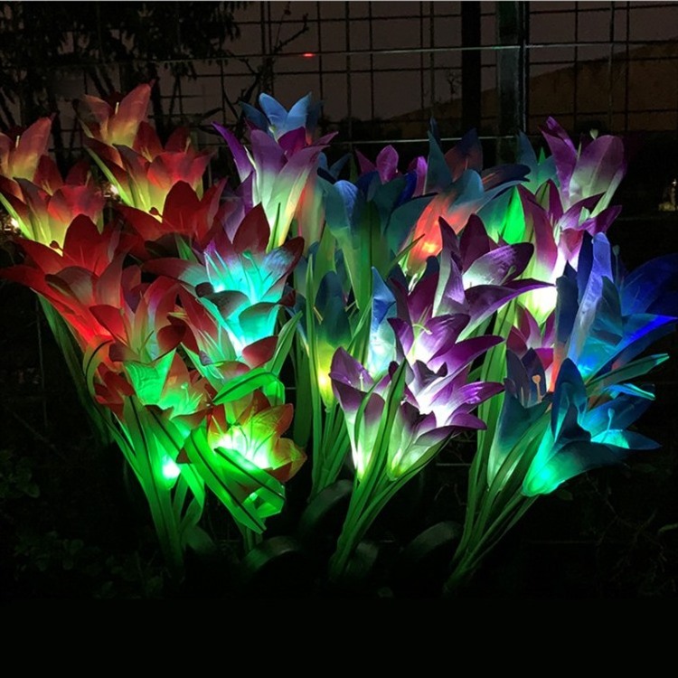 Logo Creative garden tools Garden Decor Lawn Lamp Waterproof Landscape Rose Light LED Solar Simulation Rose Flower