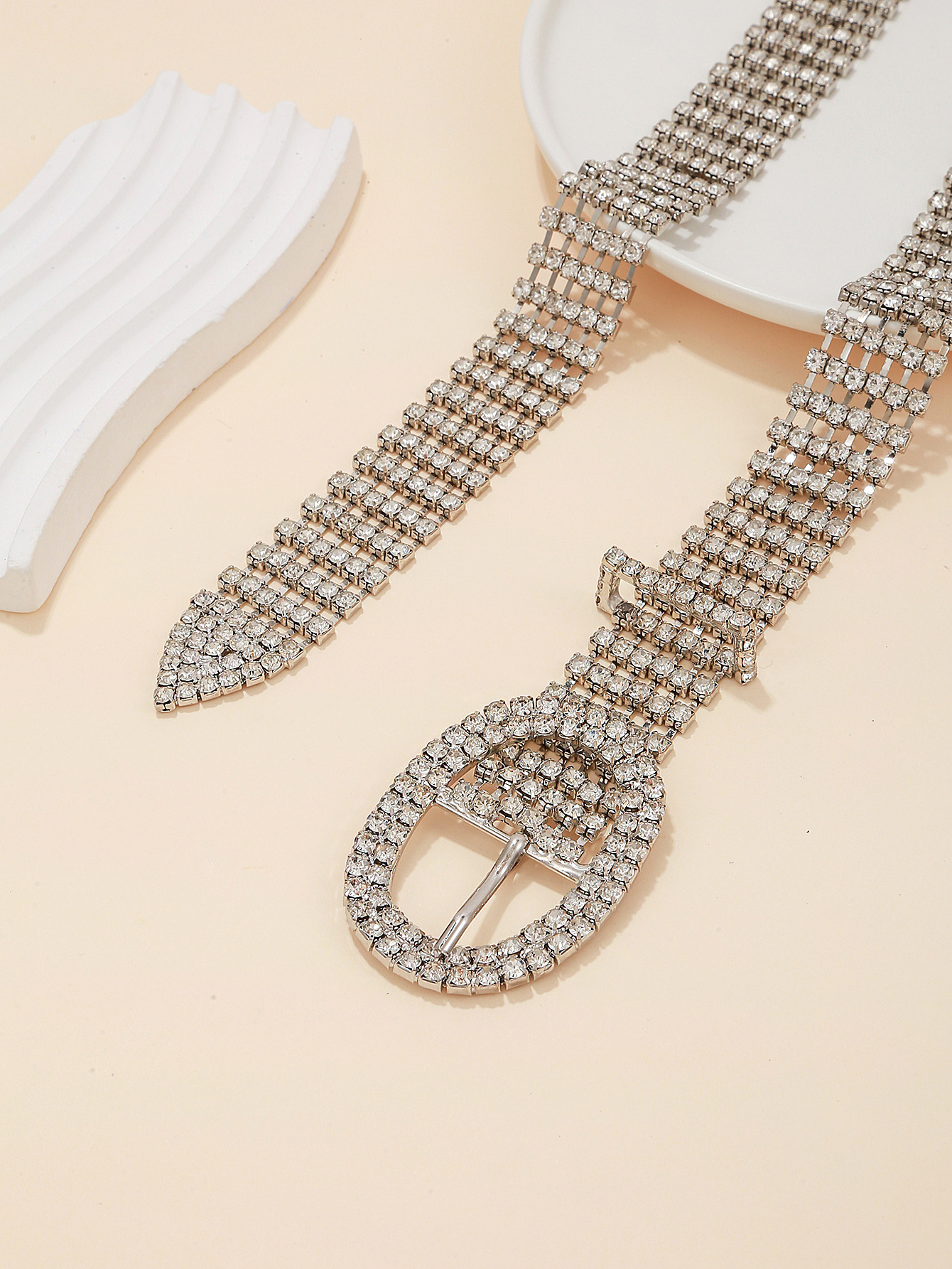 Factory Direct Sales Sparkling Full Diamond Dresses And Pants Four Rows Square Waist Chain