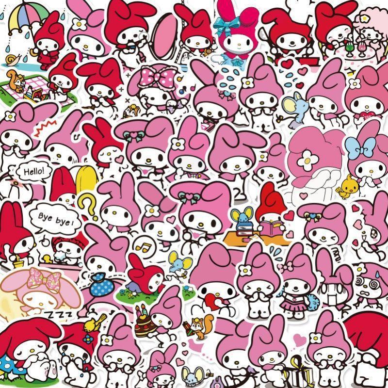 50Pcs Japanese Cute Cartoon Anime Sanrio Kulomi Cinnamon Melody Hello Kitty Pochacco Stickers For Kids