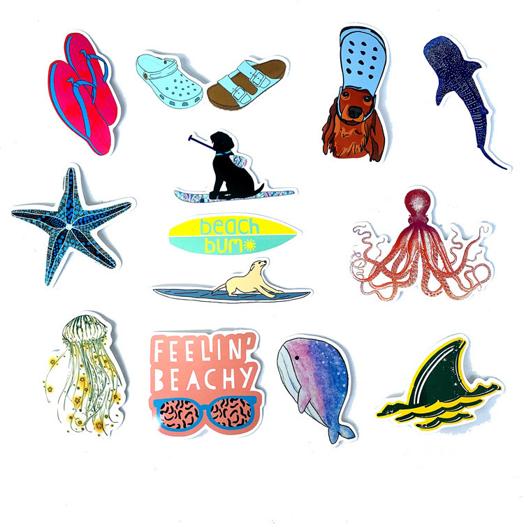 50Pcs Painting Ocean Bikini Wave Beach Graffiti Decal Stickers For Decorative Hand Account Planner Journal Scrapbook