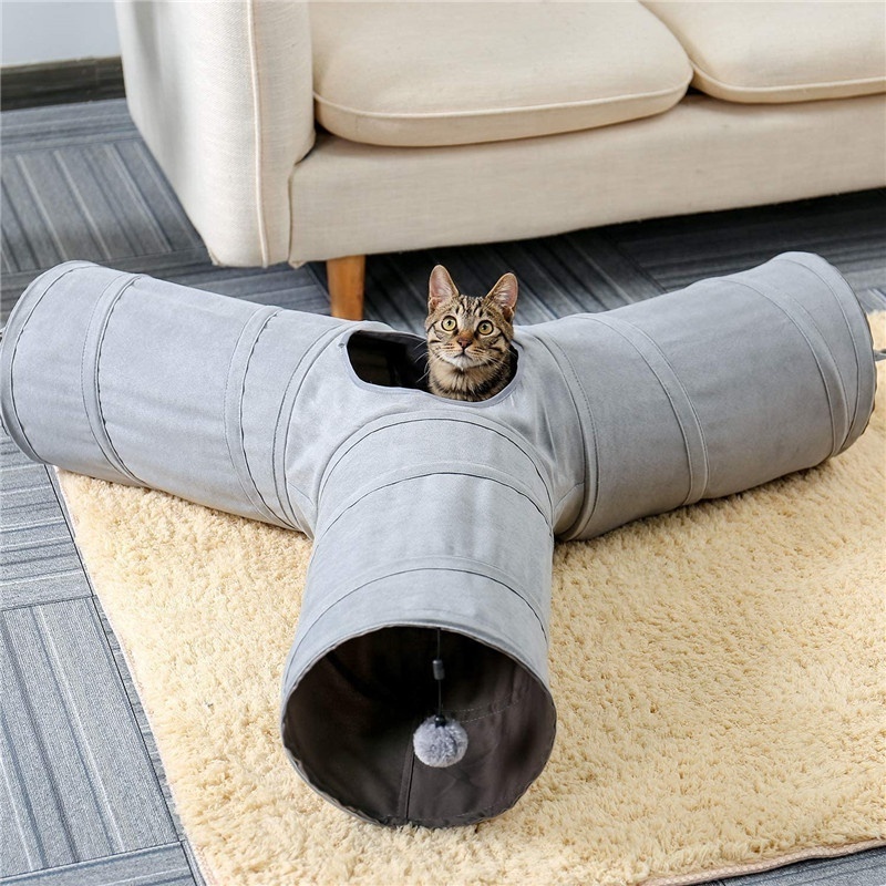 Custom Collapsible Toys Collapsible 3 Ways Play Fun Cat Tunnel For Rat Rabbits Kittens