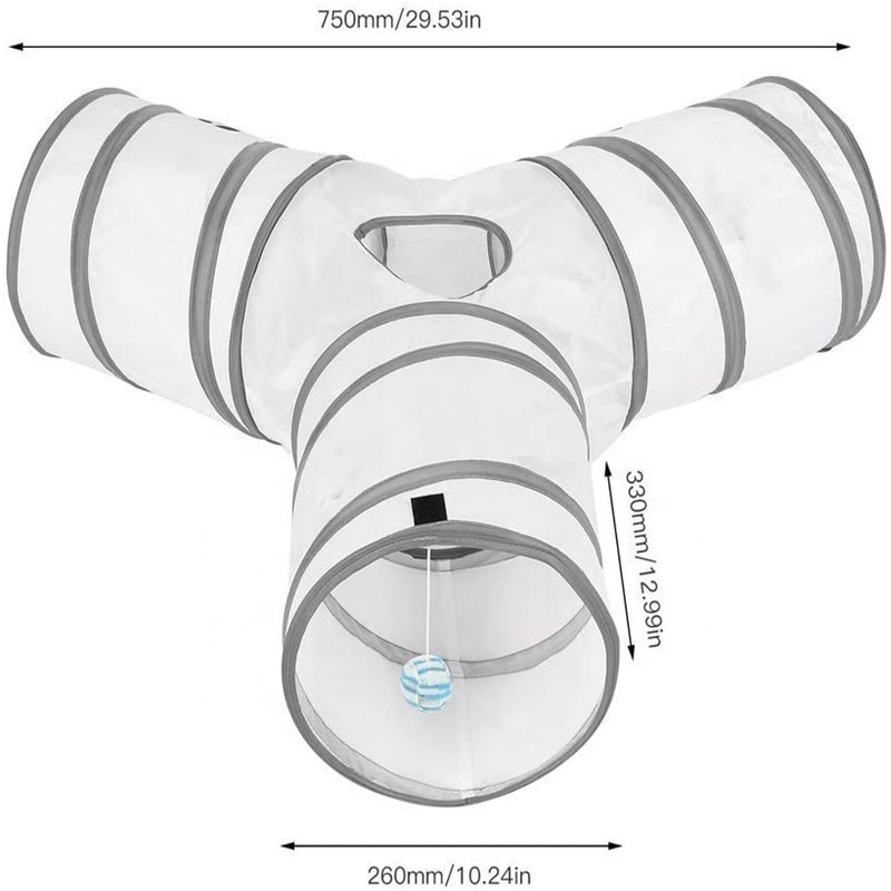 Custom Tube Way Extensible Collapsible Play Tent Interactive Toy Maze House Bed Tunnels With Balls Bells For Cat Kitten Rabbit