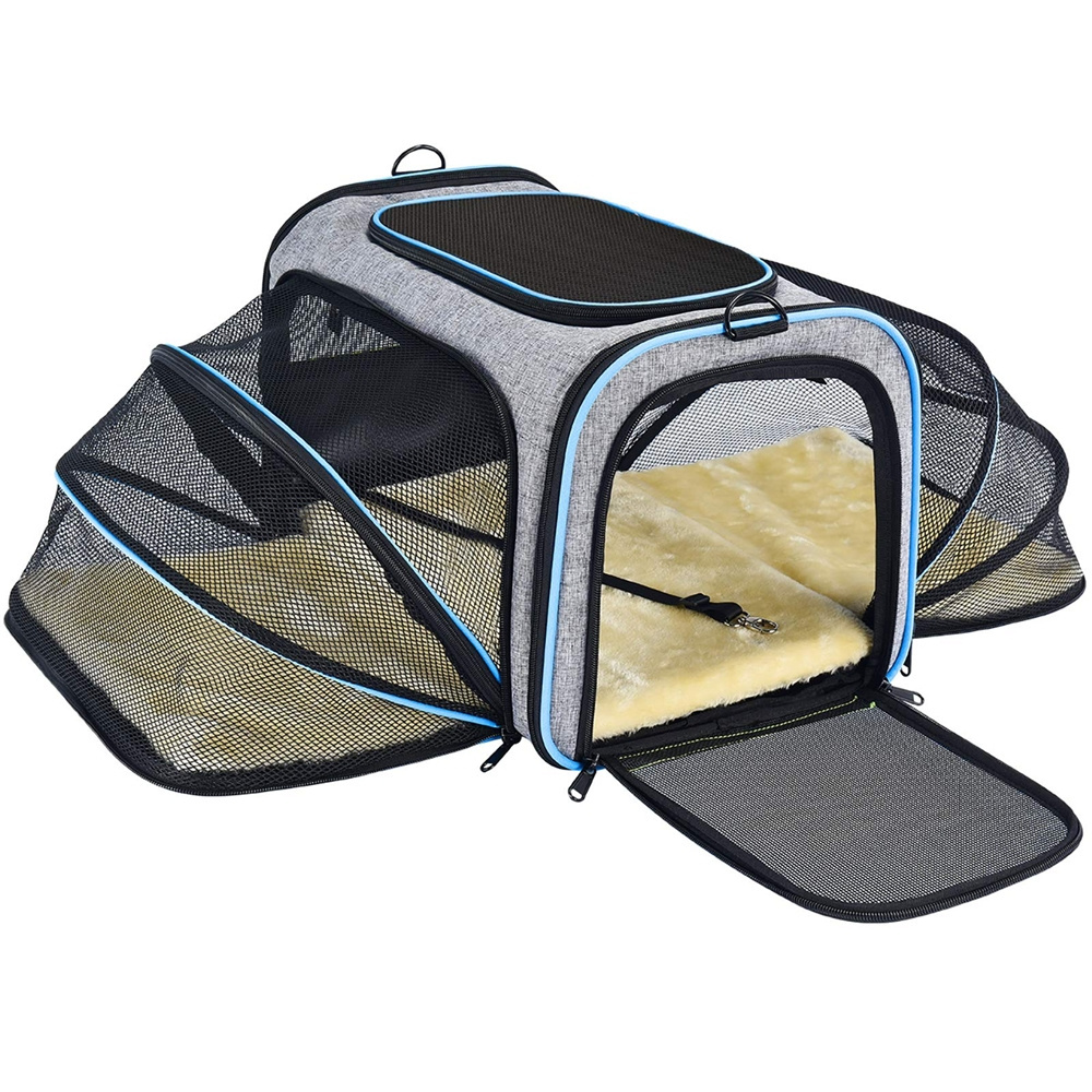 Airline Approved Carry Puppy Pet Collapsible Portable Carrier 3 Open Doors 2 Reflective Tapes Bag Soft Sided Big Dog Cat Cage