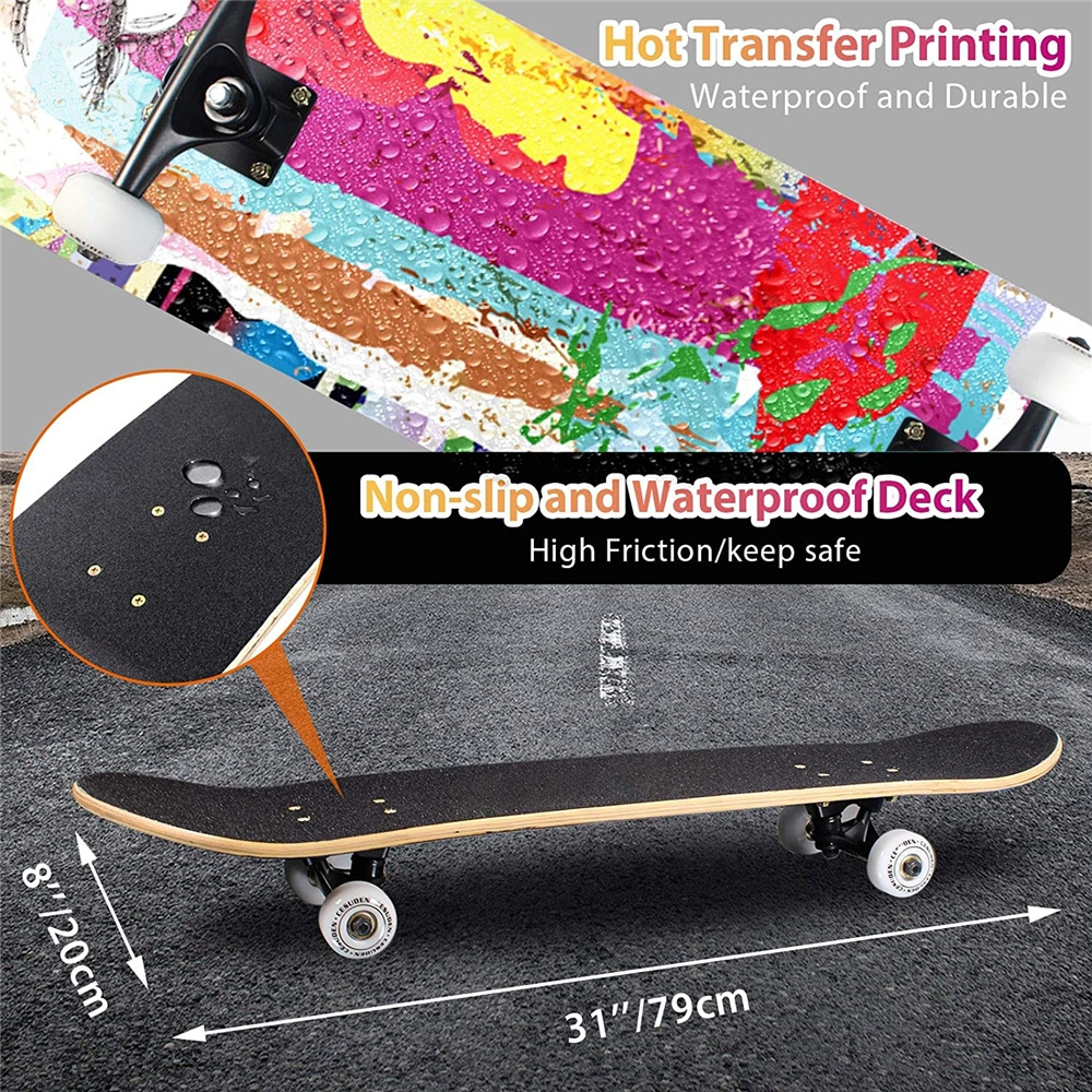 2021 hot sale wholesale skateboard adult deck  pro skate board 7 Layer Maple wood longboard Complete skateboard trucks