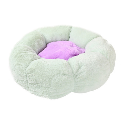 Dog Kennel Flower Round Plush Cat Home Pet Bed Winter Warm Dog Mat