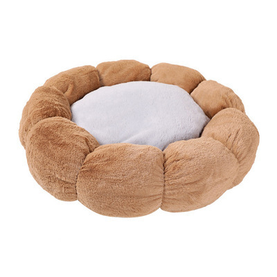 Dog Kennel Flower Round Plush Cat Home Pet Bed Winter Warm Dog Mat