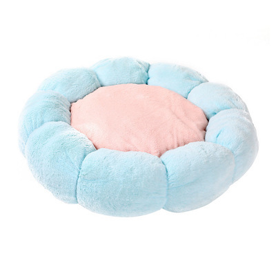 Dog Kennel Flower Round Plush Cat Home Pet Bed Winter Warm Dog Mat