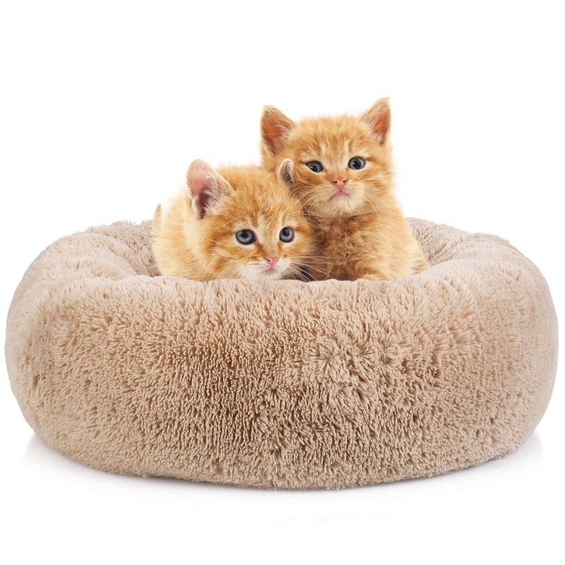 Wholesale round plush pet cat kennel bed mat dog house small and medium-sized supplies dog soft bed