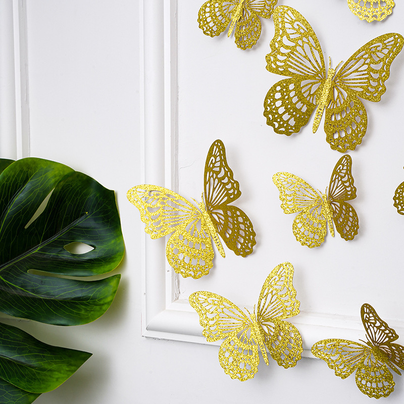 home decoration sticker background art sculpture ornament 3D butterfly wall decor