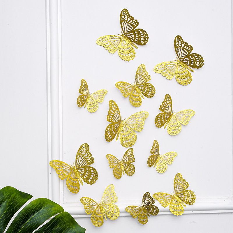 home decoration sticker background art sculpture ornament 3D butterfly wall decor