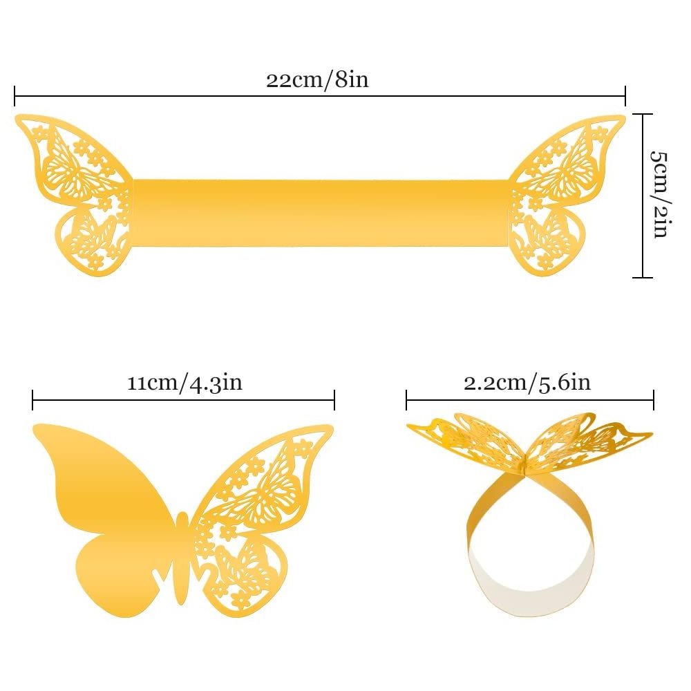 Napkin Rings Butterfly Paper Napkin Holder with Table Number Place Card Name Card for Wedding Party Cup Decoration