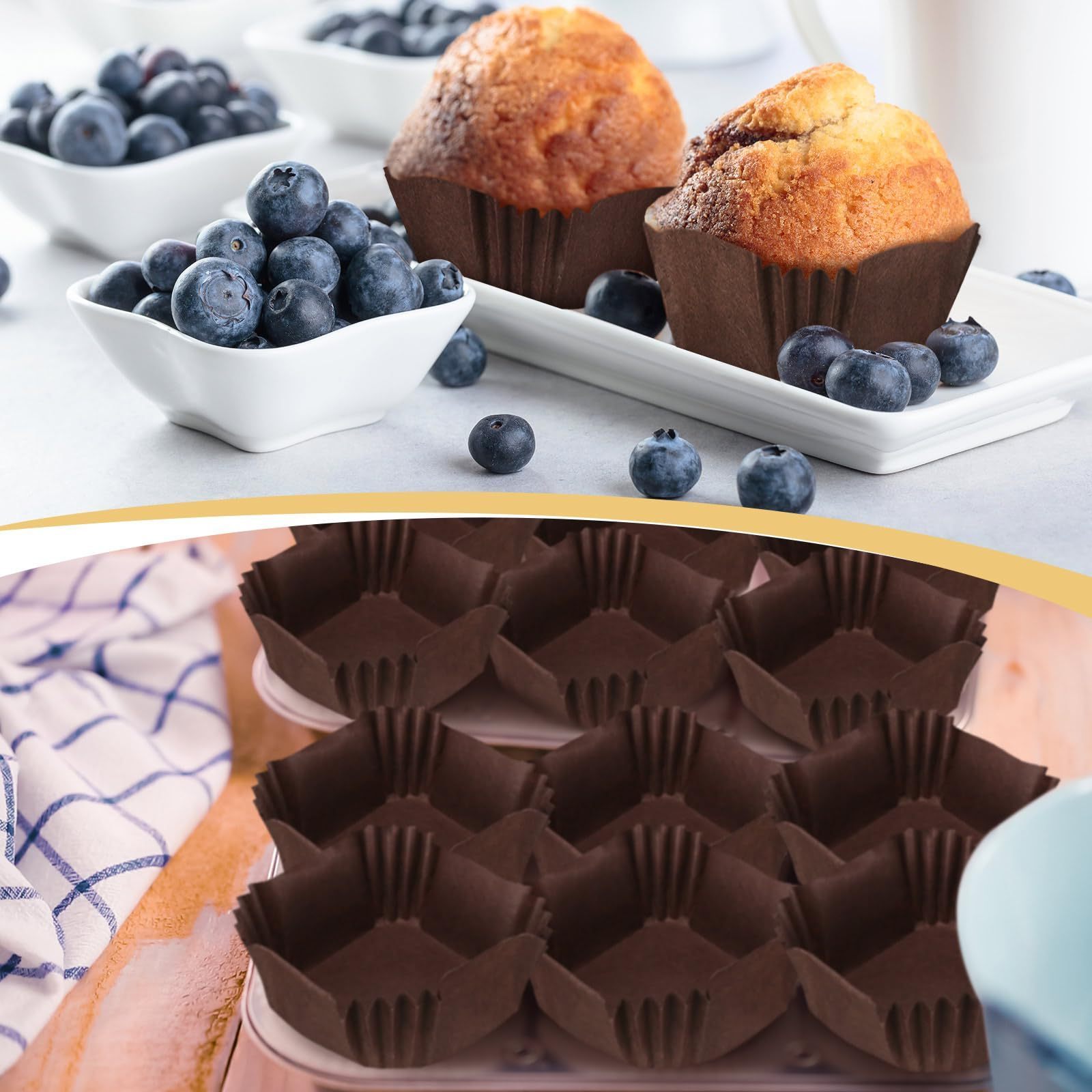 Square Cupcake Liners Disposable Brownie Baking Cups