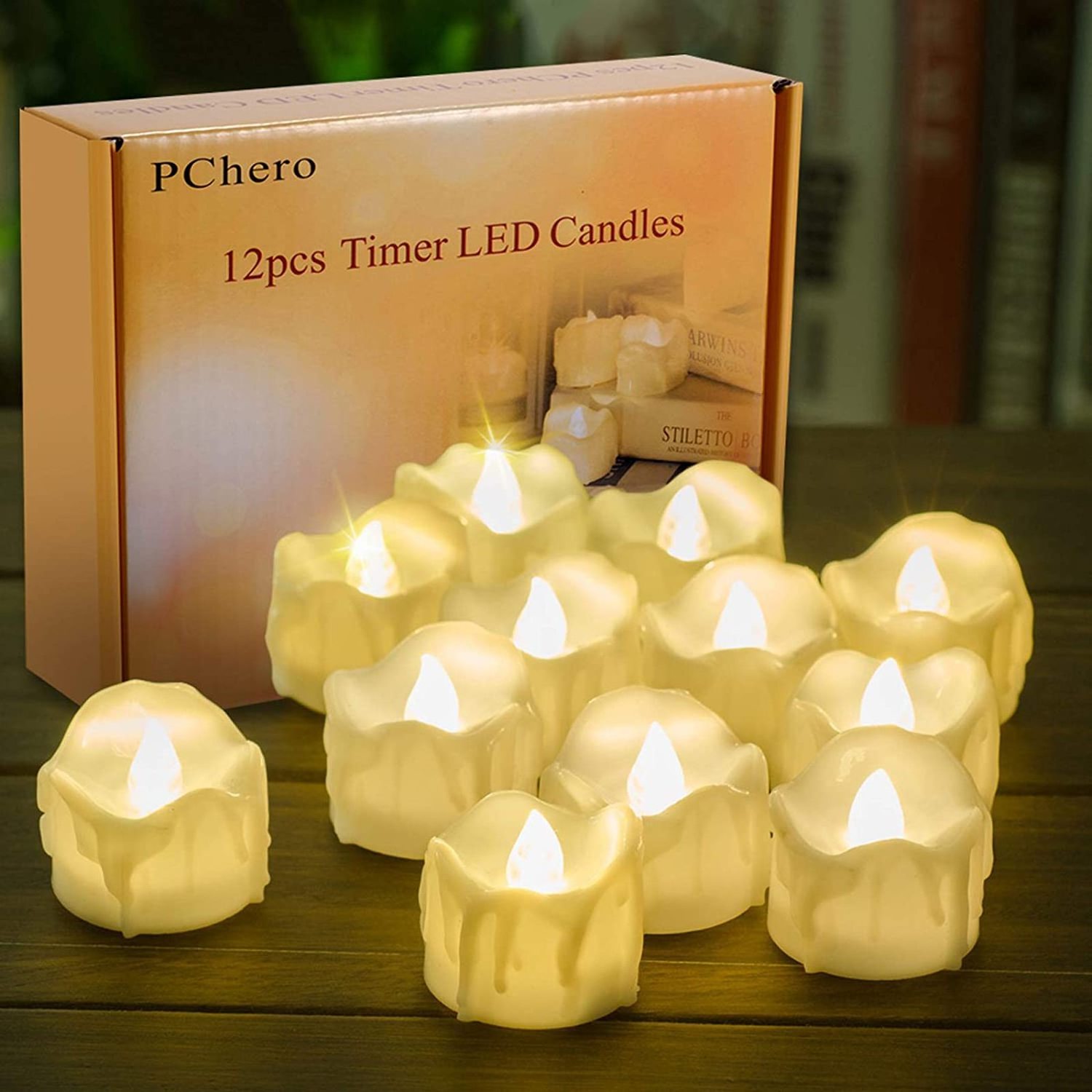 Amazon New led candle 12pcs Battery Christmas Warm Flameless Votive Tea led Candle light with timer for decor