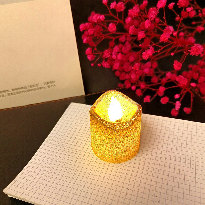 hintcan glitter powder LED candle flameless battery operated tea light tea light for wedding event table centerpiece decor