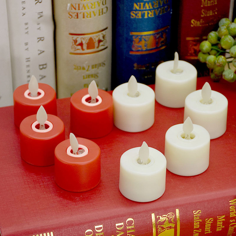 hot sale LED Tea Light candle plastic round White Red Battery Operated Flameless Flickering  led Candle for home wedding decor