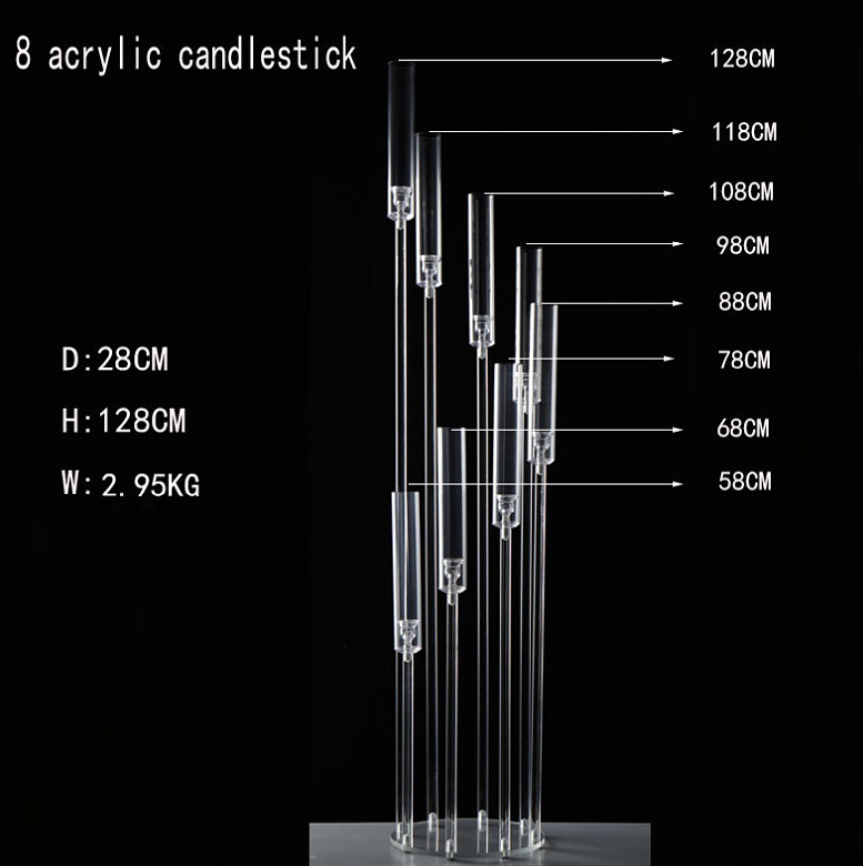 New style 118cm tall Clear acrylic Candle Holders wedding centerpiece crystal 5 arms candelabra for party and mariage decoration